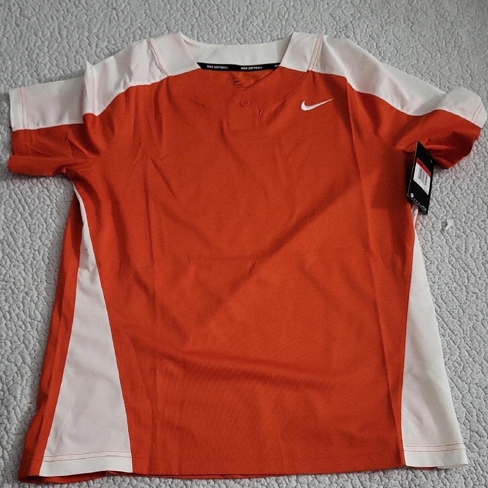 Nike Vibrant Orange and White Womens Sports Tee - Picture 1 of 3